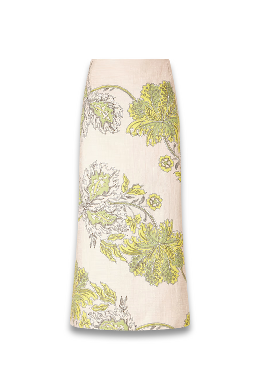 Floral-print Textured Cotton-blend Midi Skirt