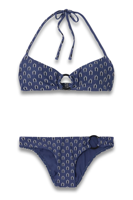 The Ring Embellished Floral-Print Recycled Bikini Briefs and Halterneck Top