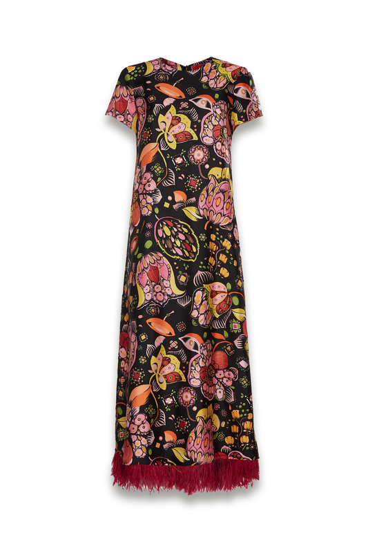 Swing Dress with Feathers