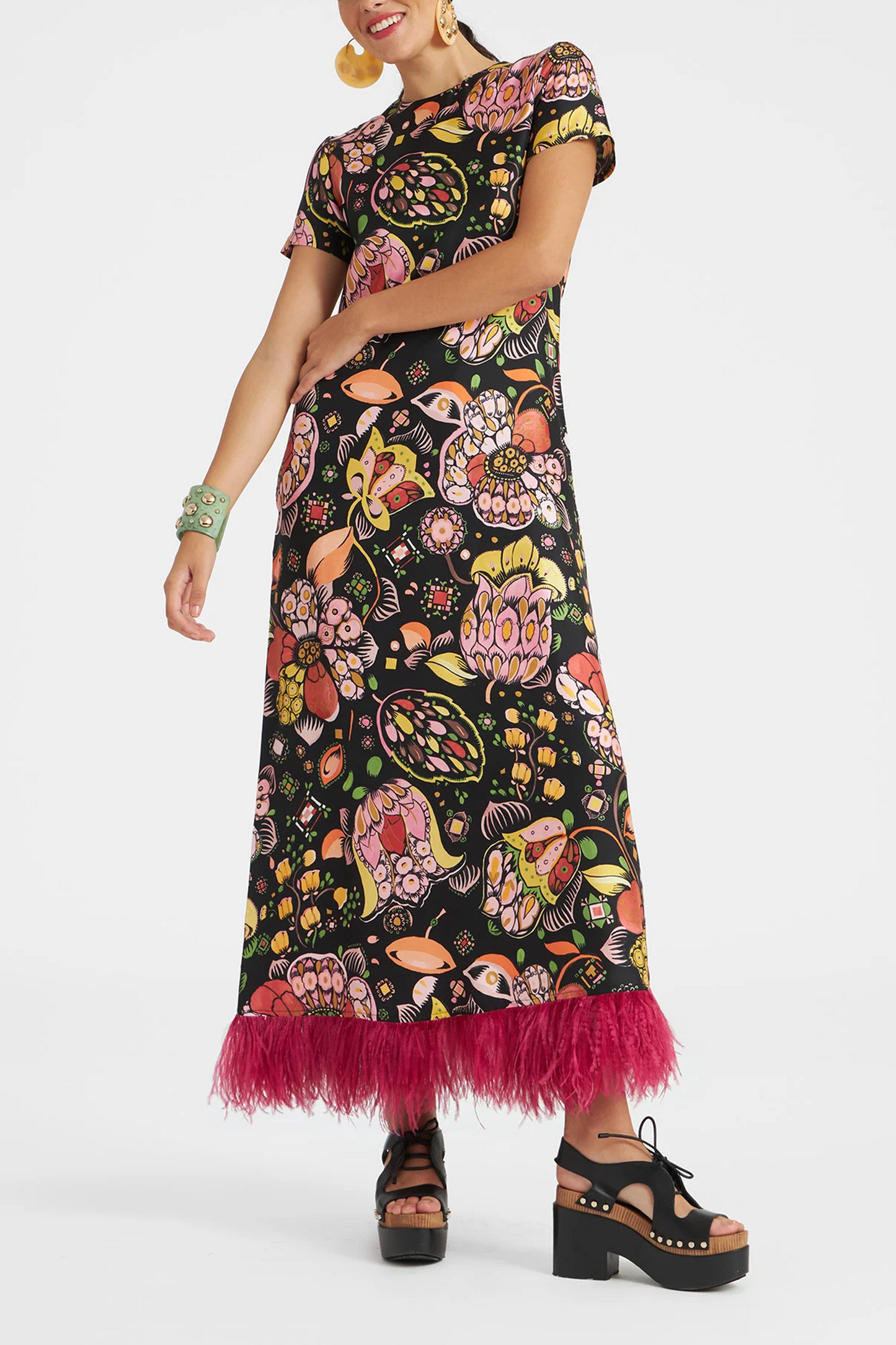 Swing Dress with Feathers