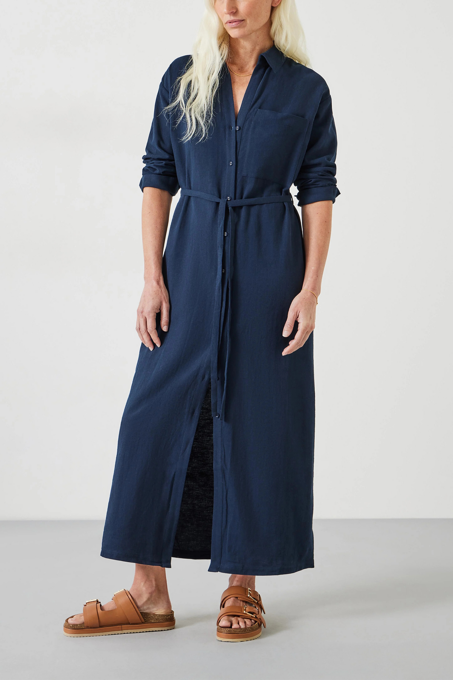 Florence Maxi Shirt Dress With Linen