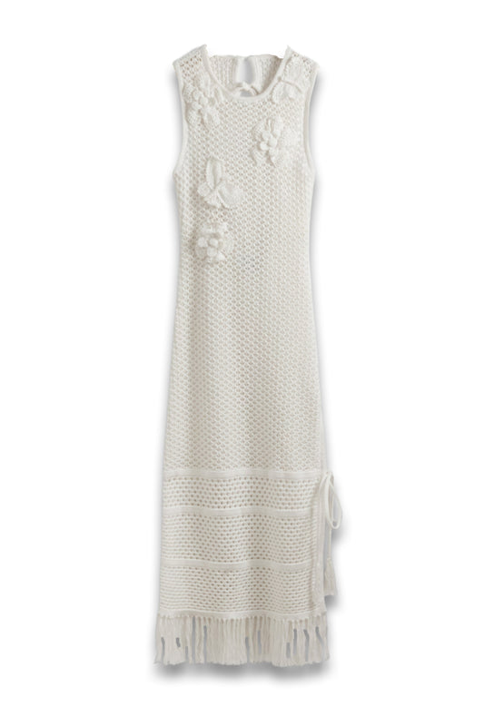 Fringed Crochet Midi Dress