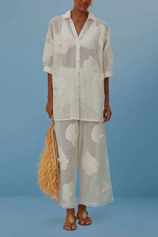 White Flower Pants