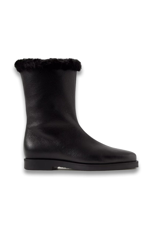 The Off-Duty faux fur-lined textured-leather boots