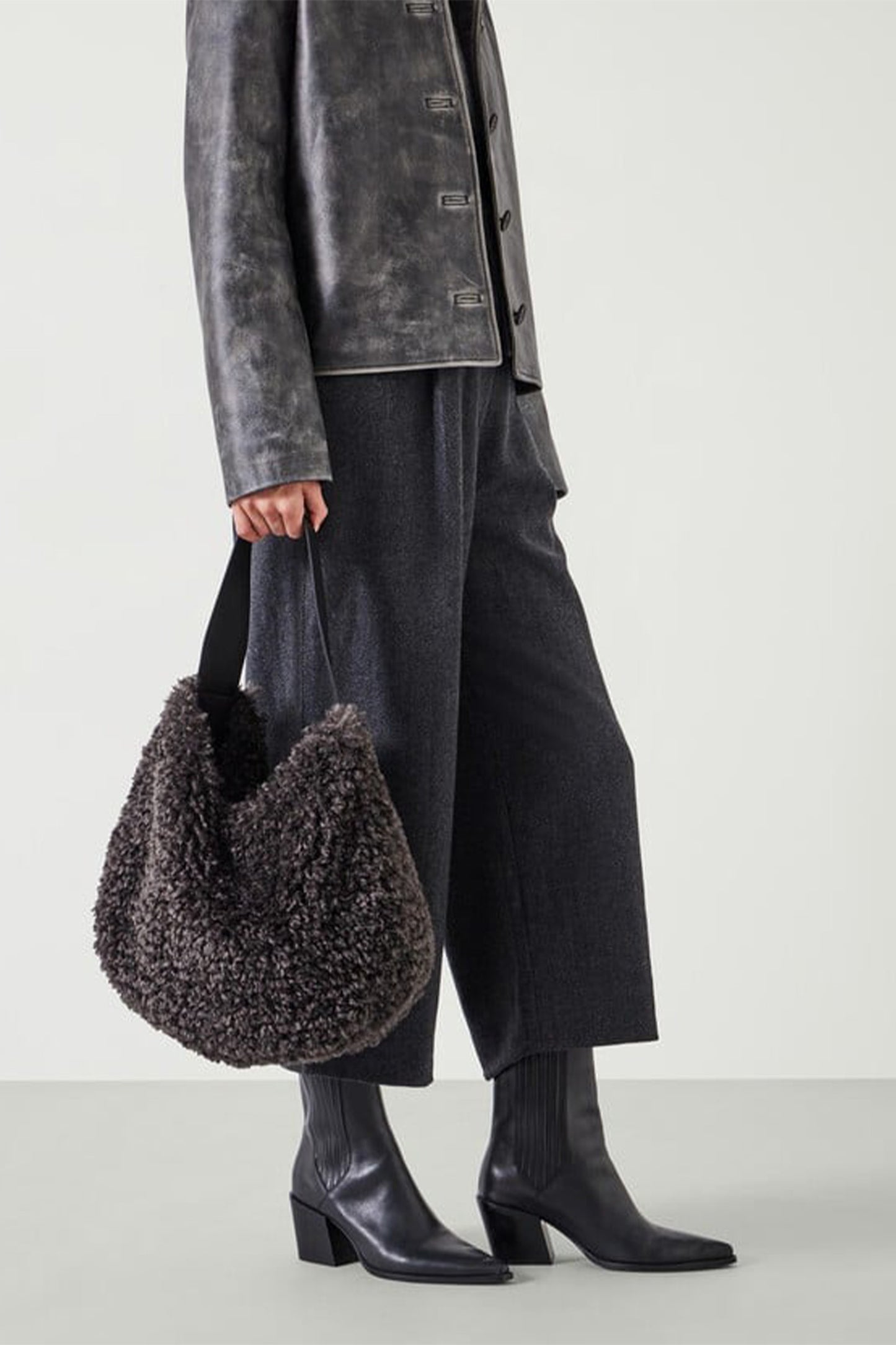 Helen Moore Faux Fur Slouch Bag