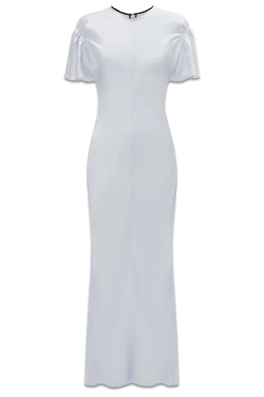 Gathered Sleeve Midi Dress In Ice