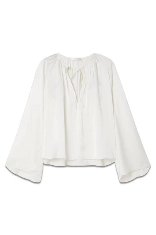 Tie-Detailed Gathered Recycled-Satin Blouse