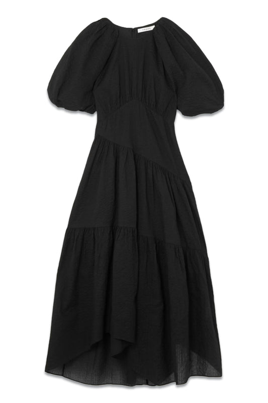 Asymmetric Tiered Organic Cotton-Cloqué Midi Dress