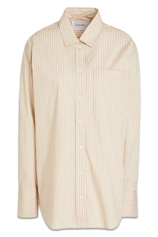 Embroidered Striped Cotton-Poplin Shirt