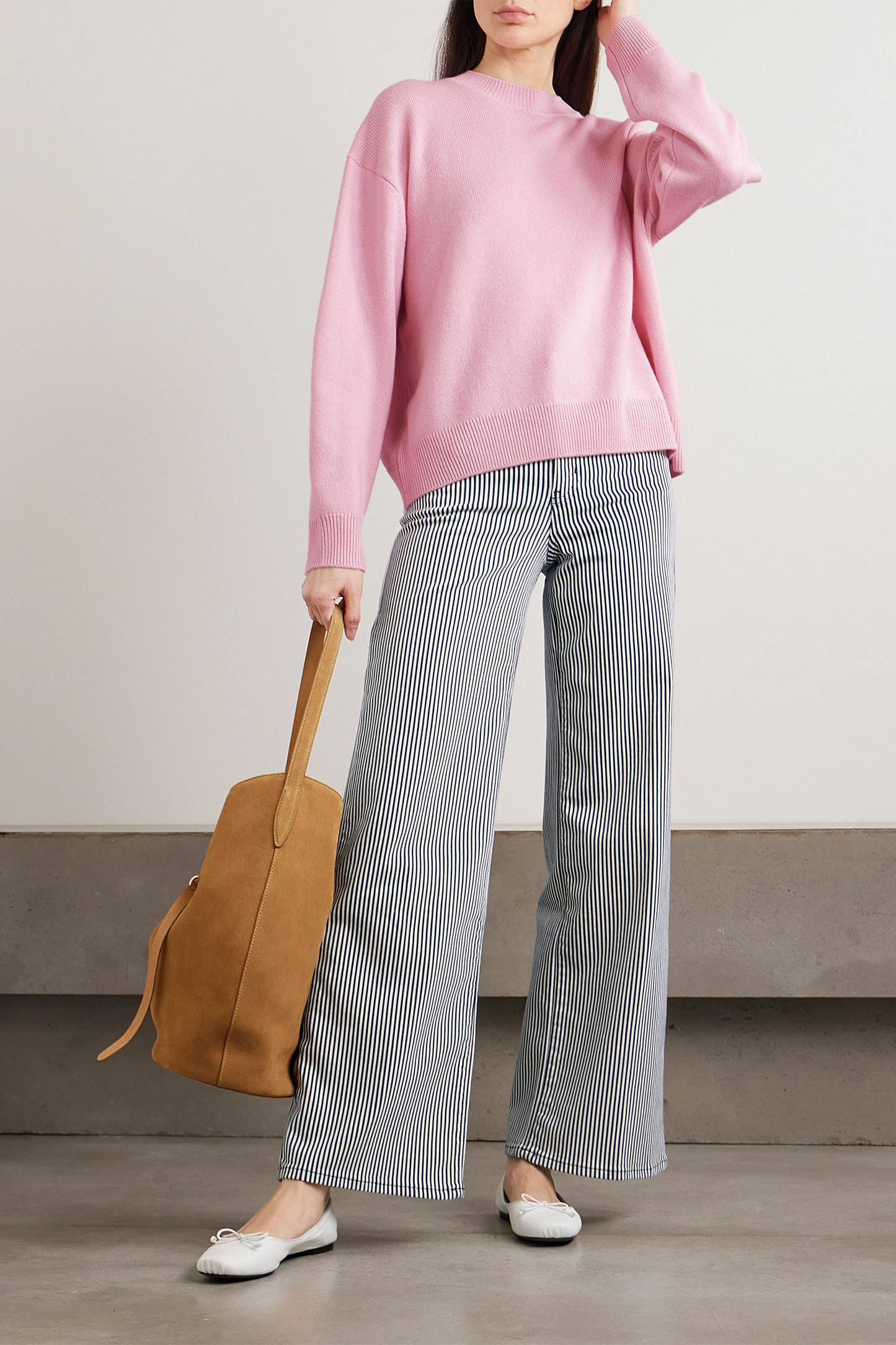 Le Slim Palazzo Striped Mid-rise Straight-leg Jeans
