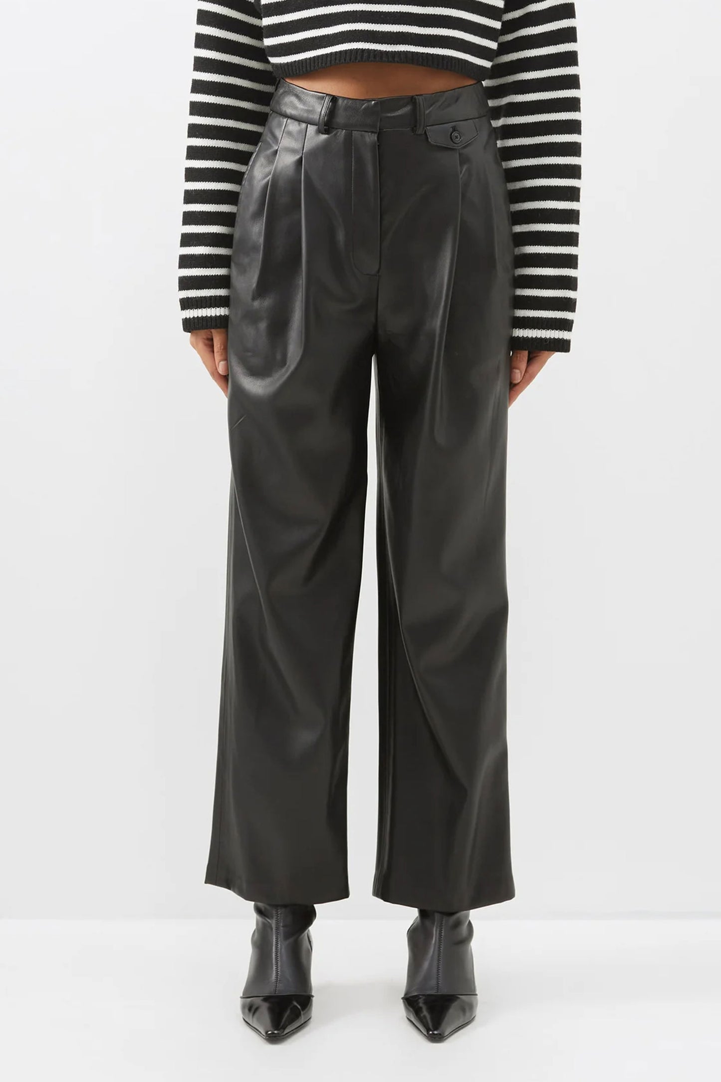 Pernille Pleated Faux-leather Trousers
