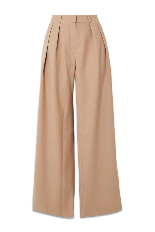Tansy Pleated Twill Wide-leg Pants