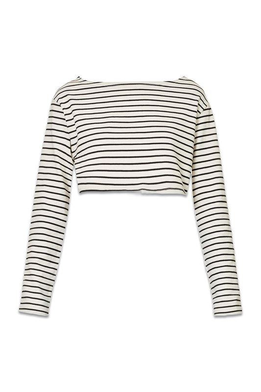 Tilla Striped Cotton Cropped Long-sleeved T-shirt