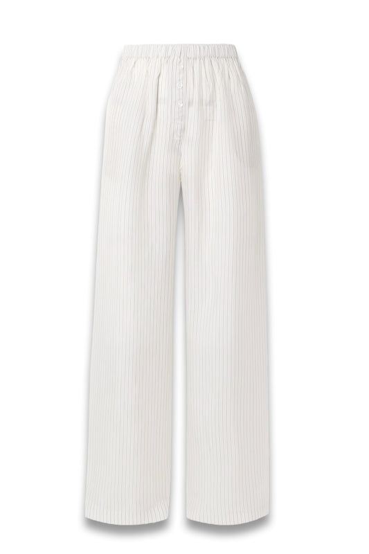 Brenna Striped Oxford Wide-Leg Pants