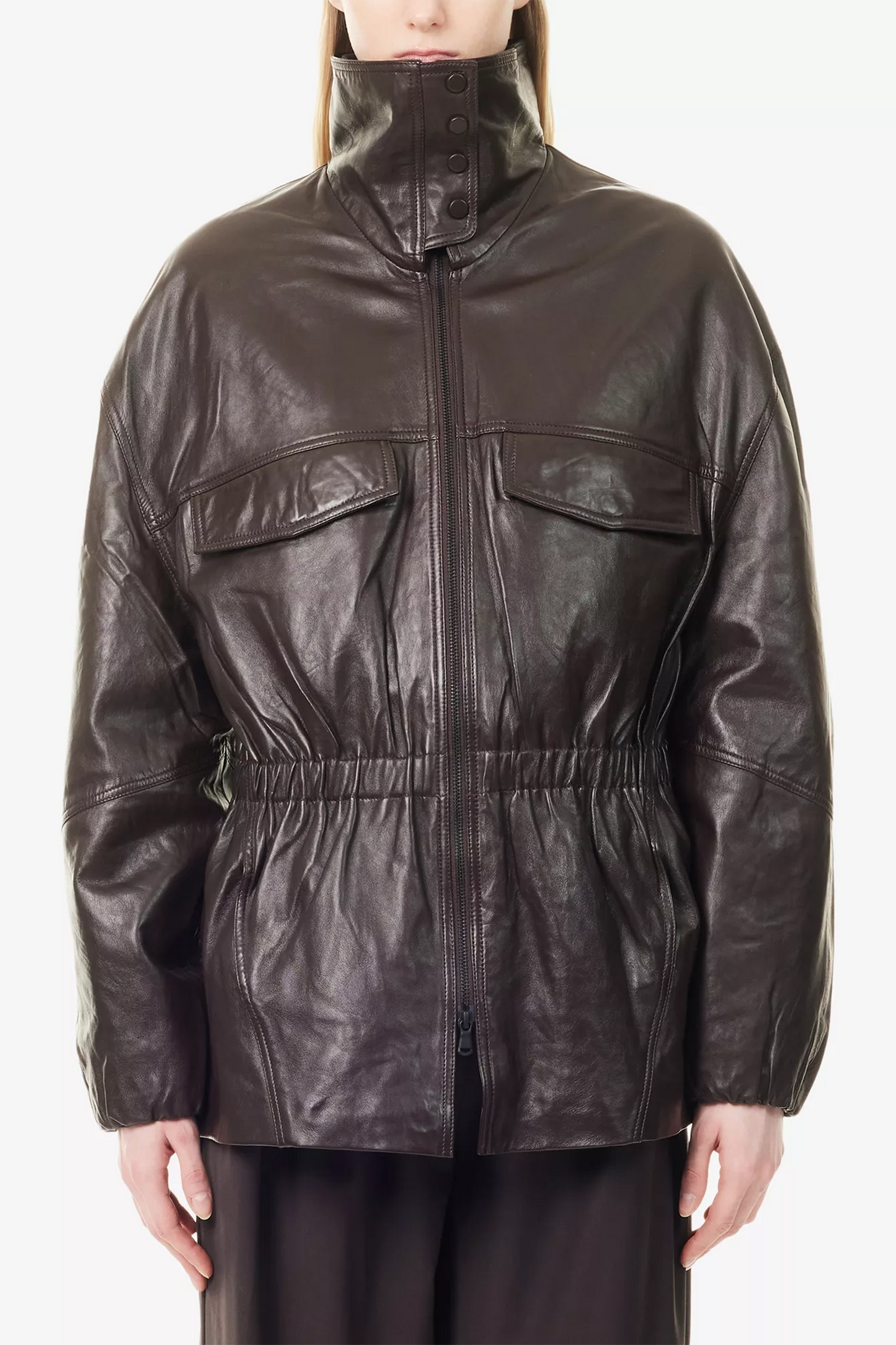 Carnaby Funnel-Neck Leather Jacket