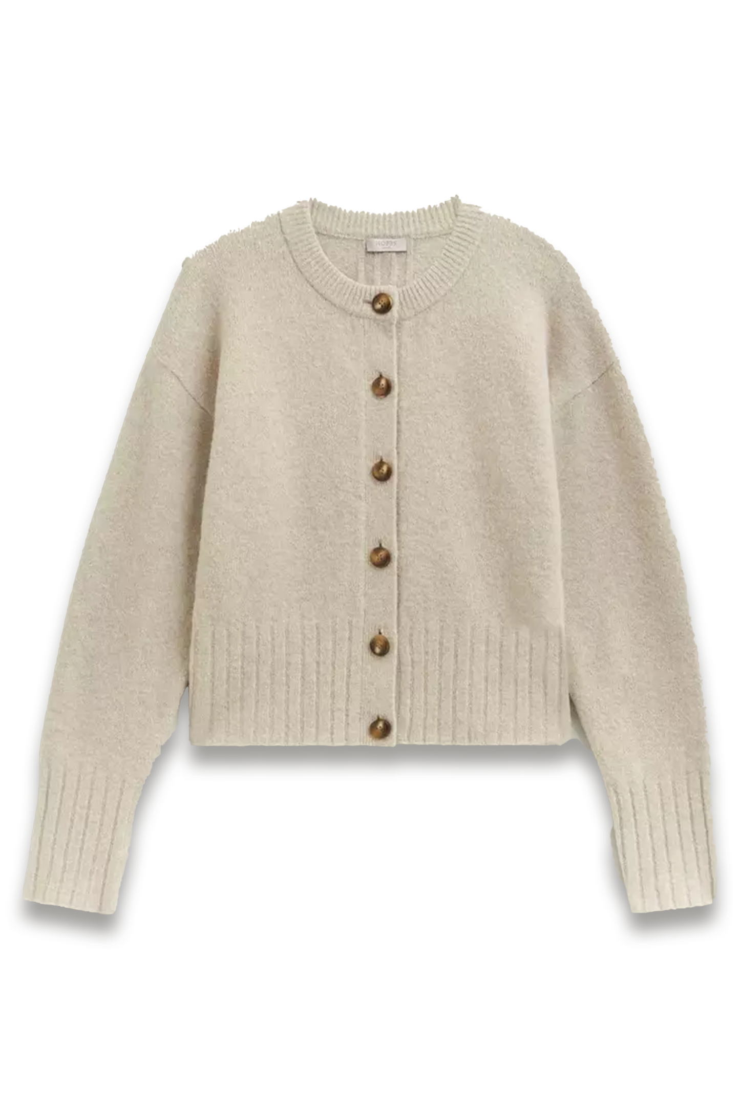 Oatmeal Freya Crewneck Button Knitted Cardigan