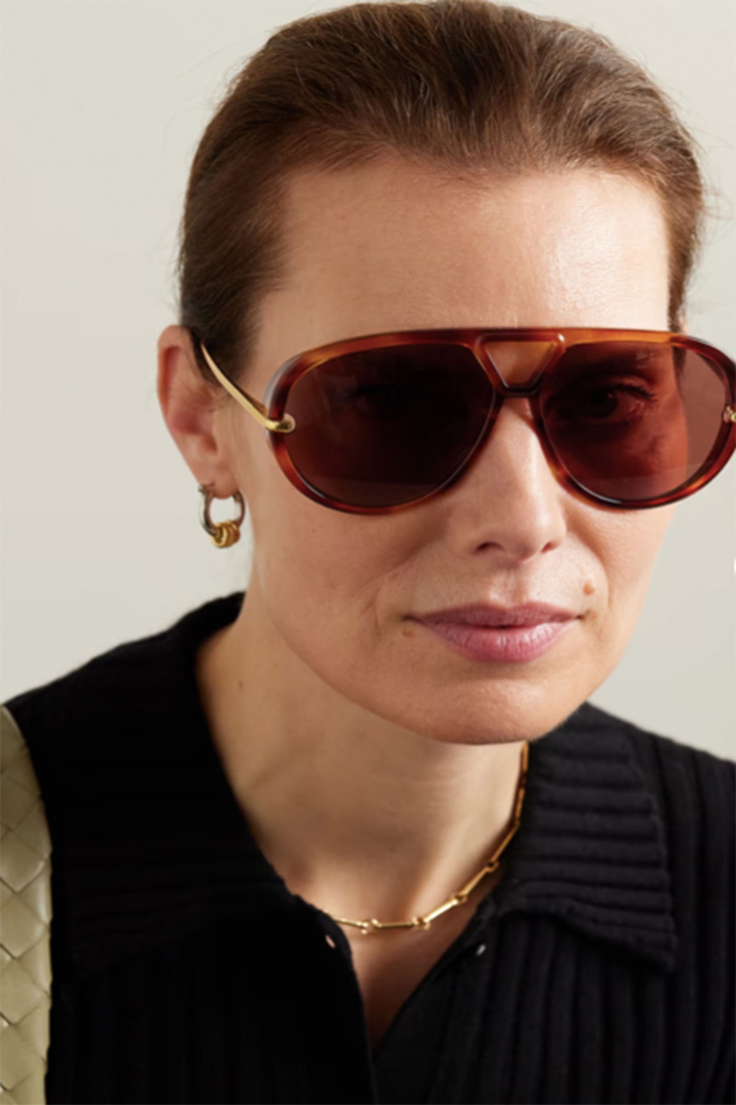 Drop Oversized Aviator-style Tortoiseshell Recycled-acetate And Gold-tone Sunglasses