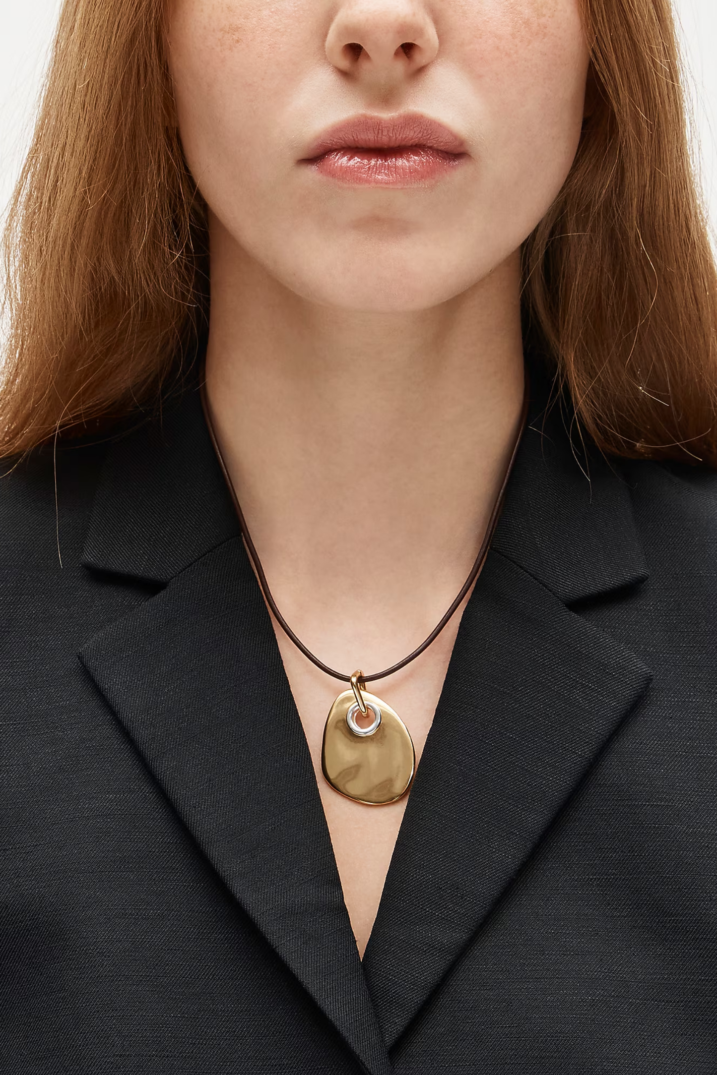 Grommet Pendant Necklace with Leather Cord