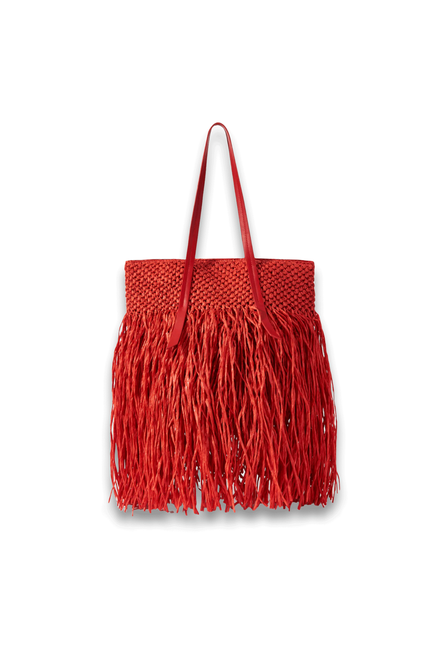 Red Fringe Straw Bag