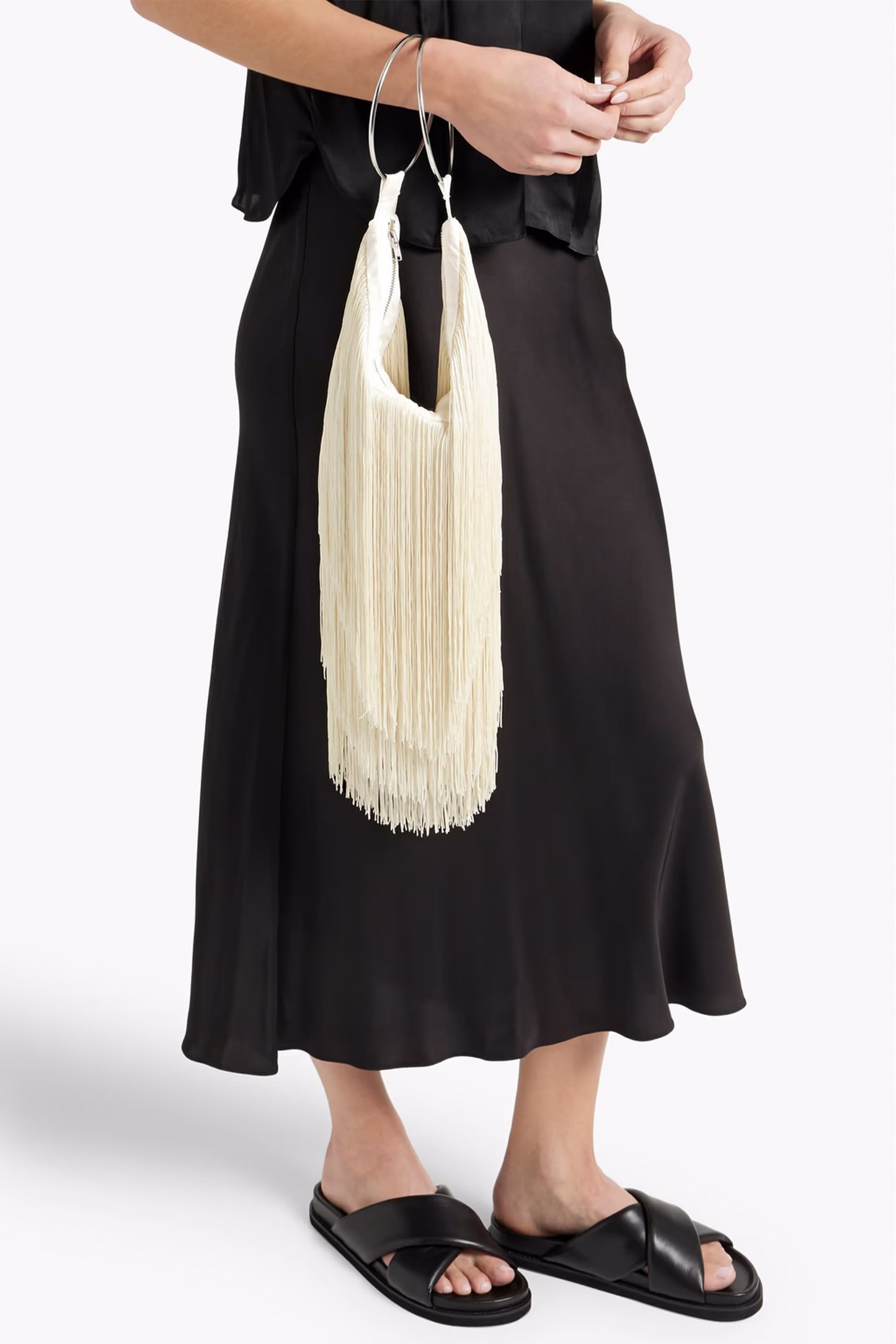 Swing Fringed Woven Clutch