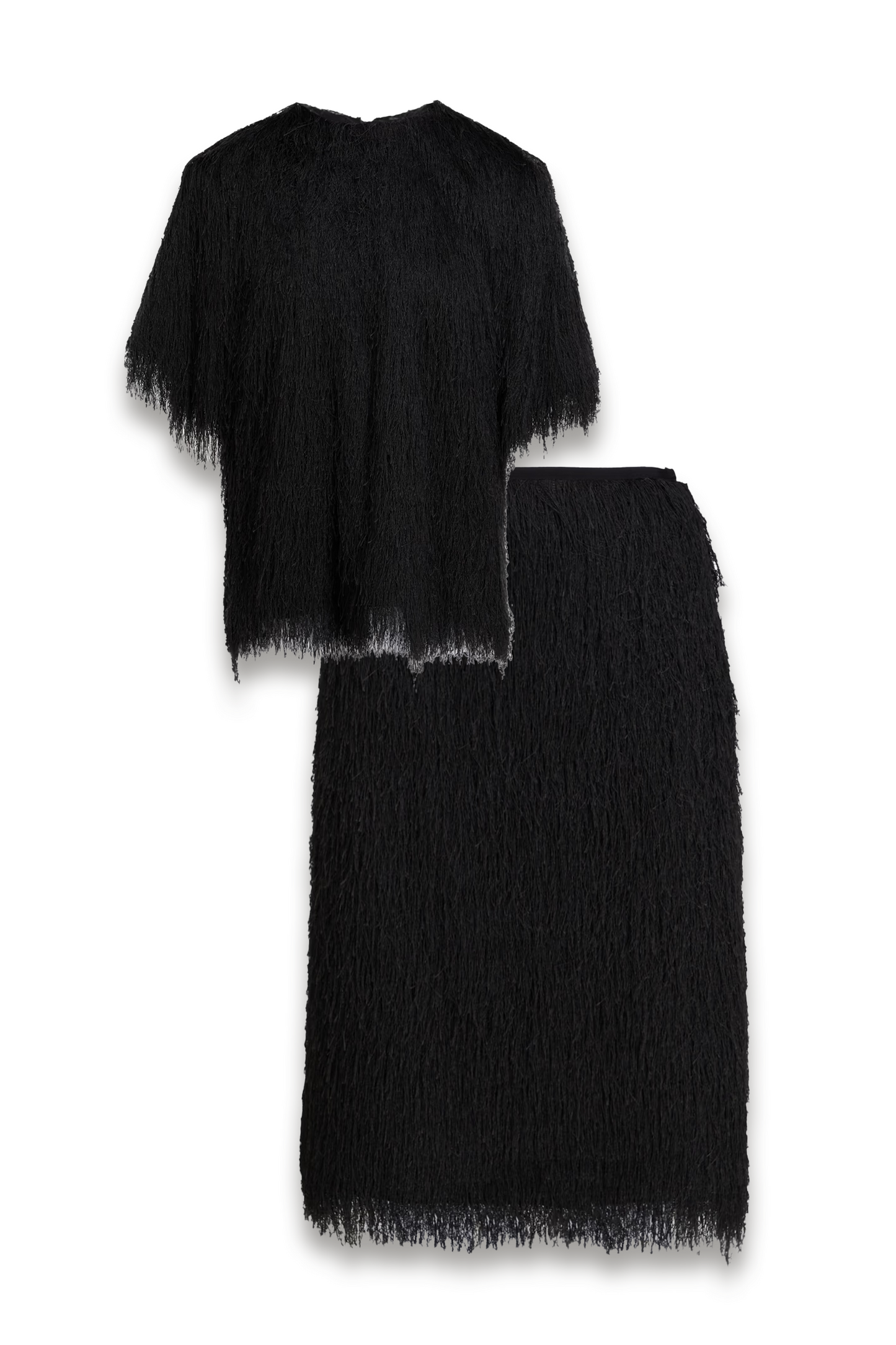 Fringed Satin Top and Skirt