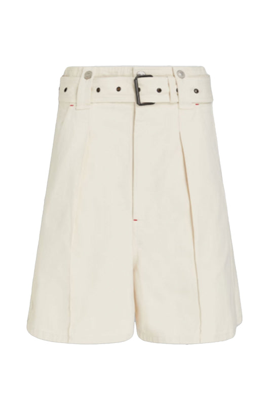 Delilaz Belted Pleated Cotton-twill Shorts