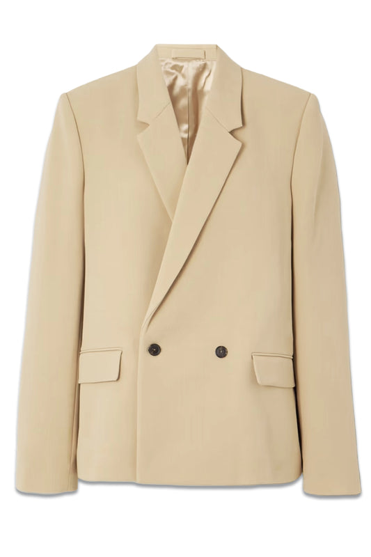 + Hailey Bieber Double-breasted Wool Blazer