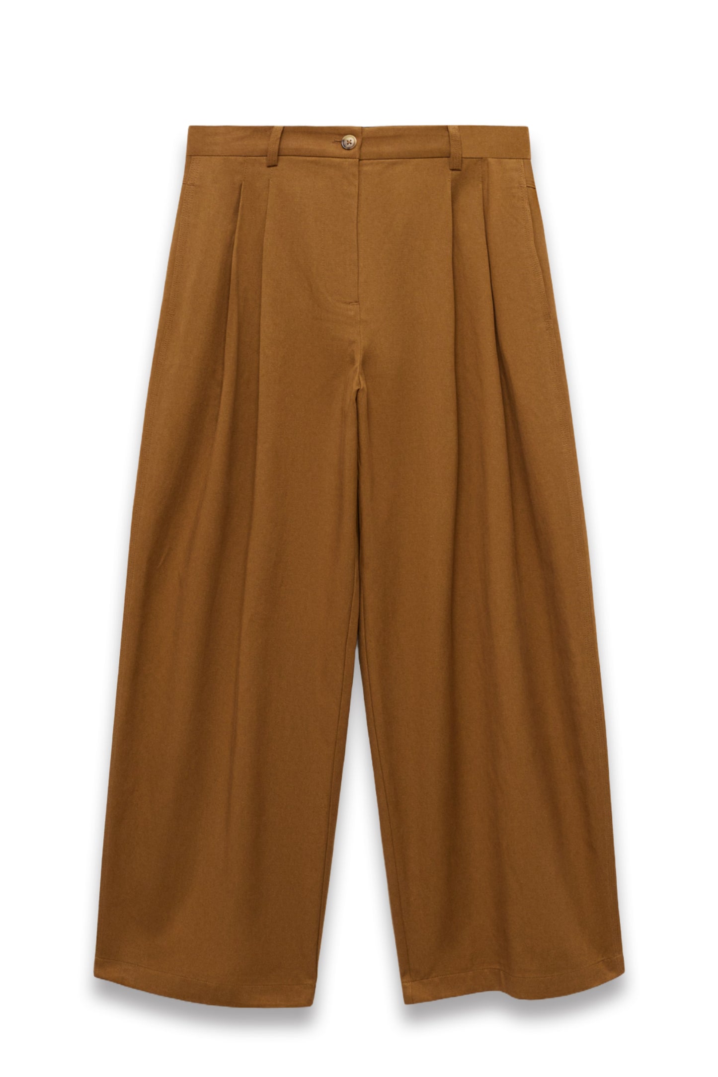Wideleg Trousers in Cotton and Lyocell Blend