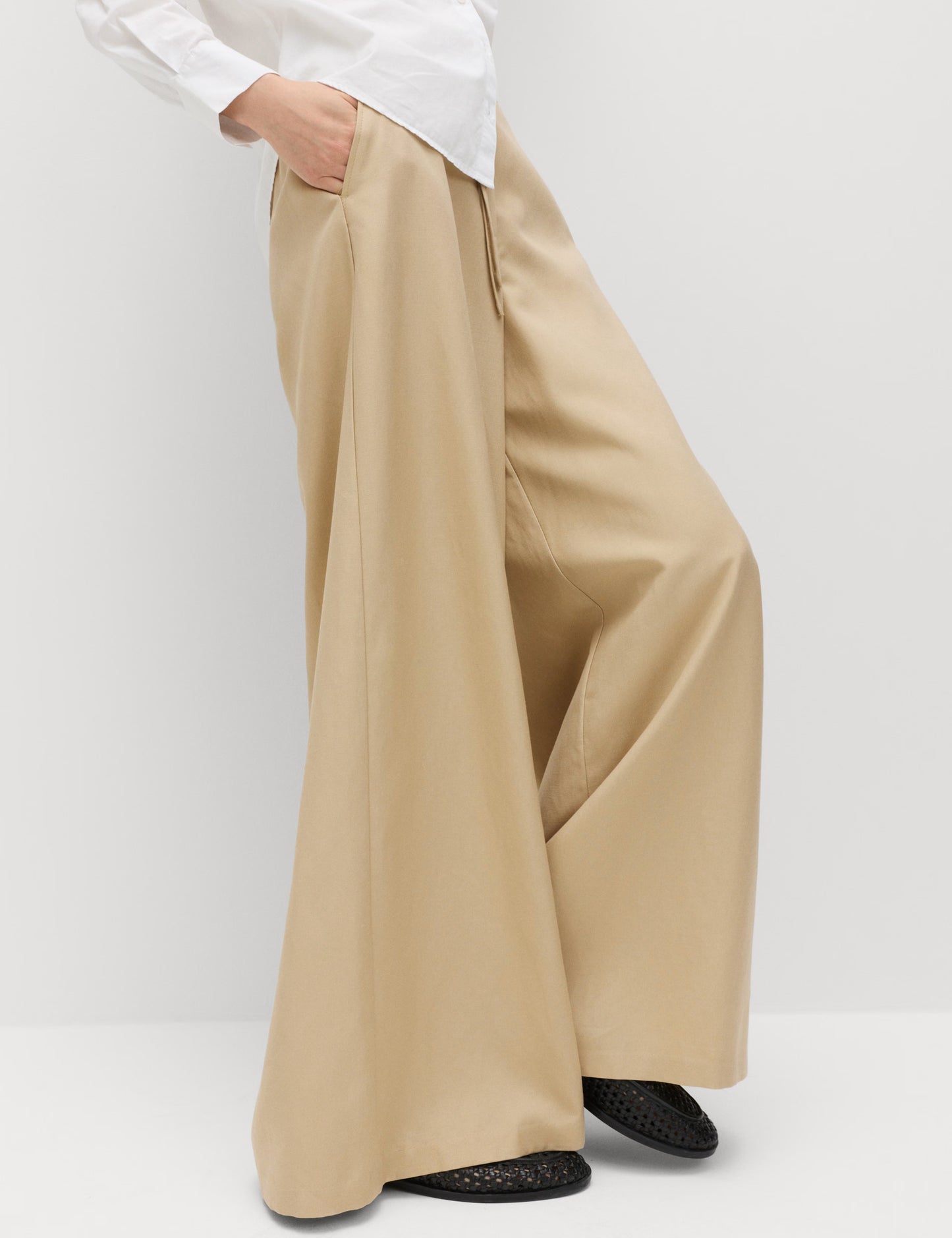 Lyocell Rich Palazzo Trousers with Linen