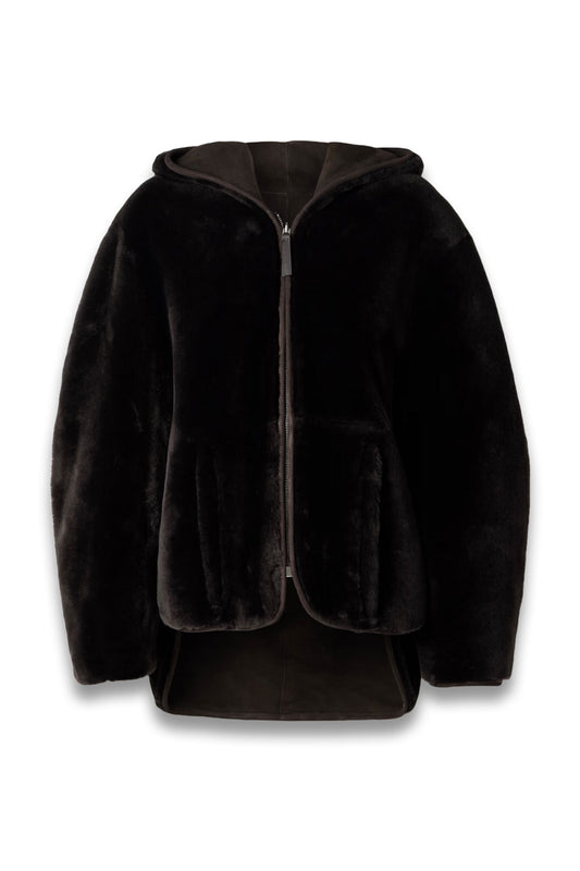 Dakota Hooded Shearling Coat