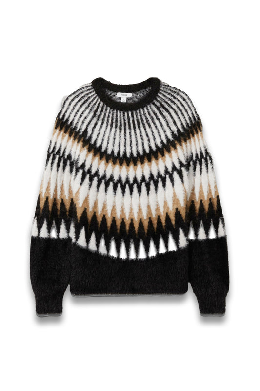 Fuzzy Fairisle Crew Neck Jumper