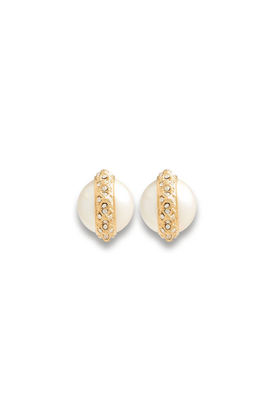 18-karat Gold-plated, Faux Pearl and Crystal Earrings