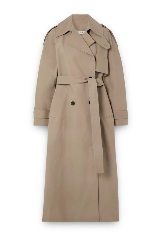 Oversized Double-breasted Cotton Trench Coat