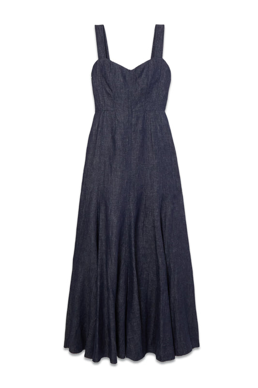 Gail Stonewashed Linen-Denim Dress