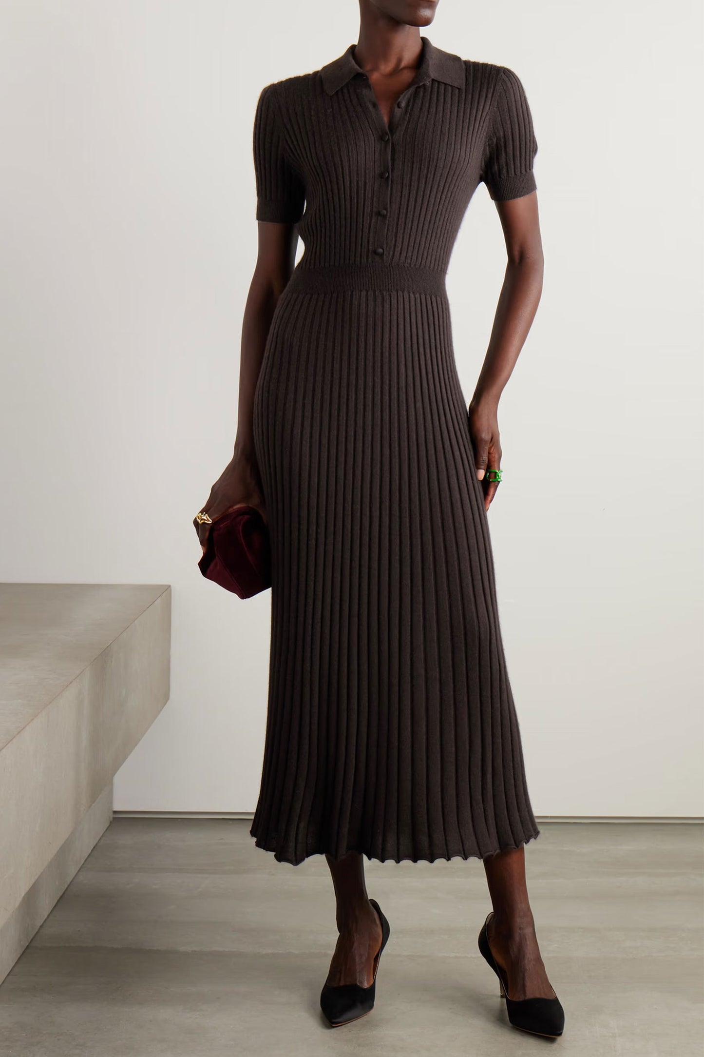 Amor Ribbed Cashmere And Silk-blend Midi Dress