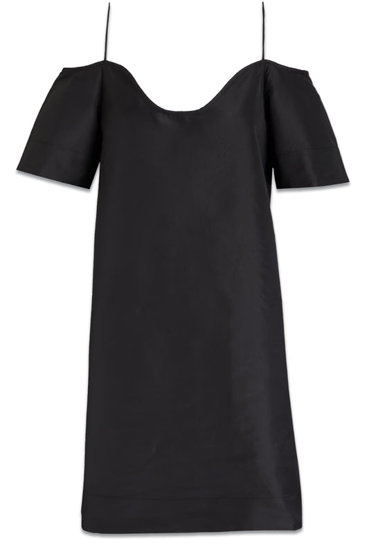 Cold-shoulder satin mini dress