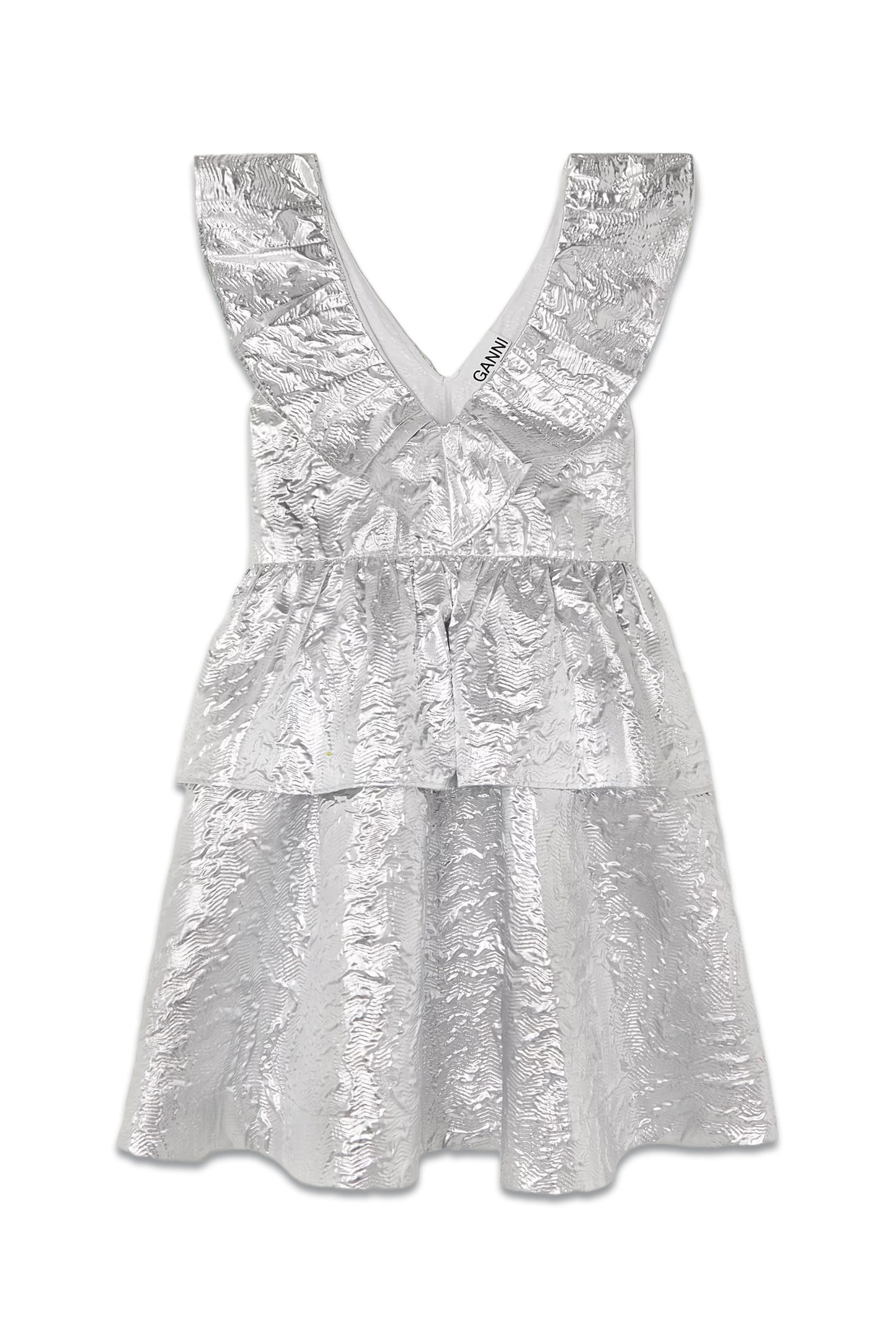 Ruffled Metallic Cotton-blend Cloqué Mini Dress