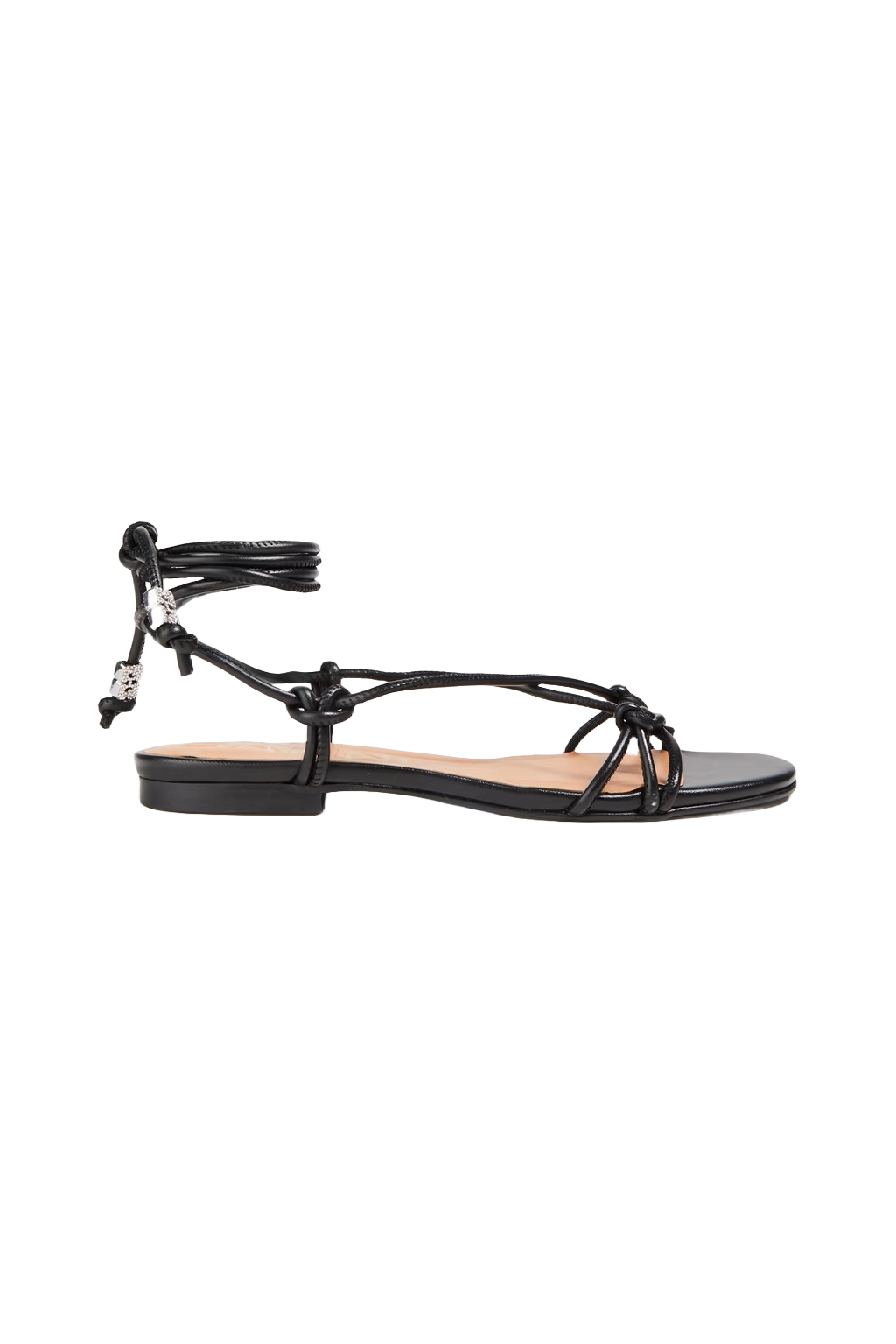 Embellished Knotted Vegan Leather Sandals