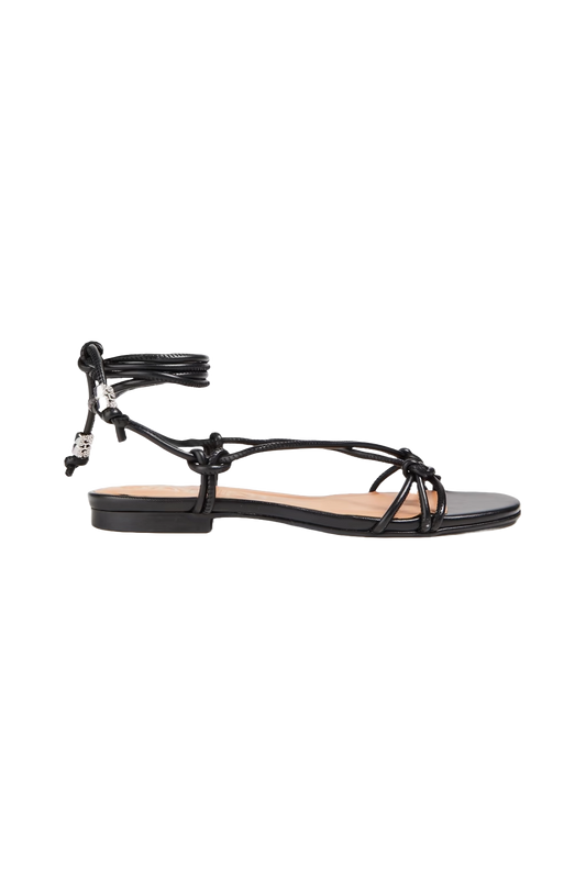 Embellished Knotted Vegan Leather Sandals