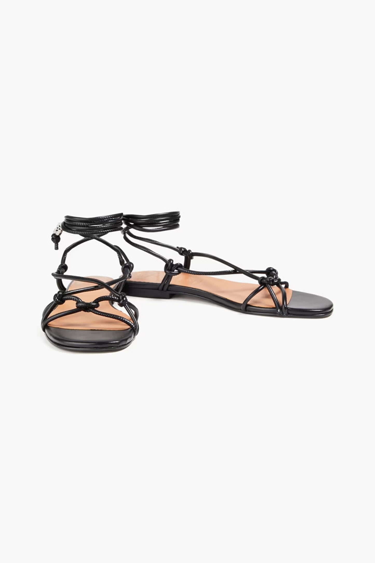 Embellished Knotted Vegan Leather Sandals