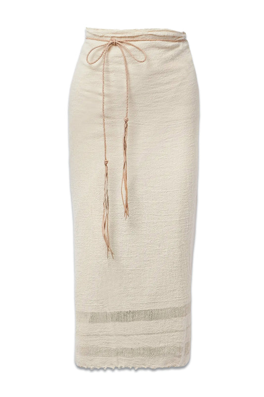 + NET SUSTAIN Leather-trimmed Tie-detailed Cotton-gauze Pareo