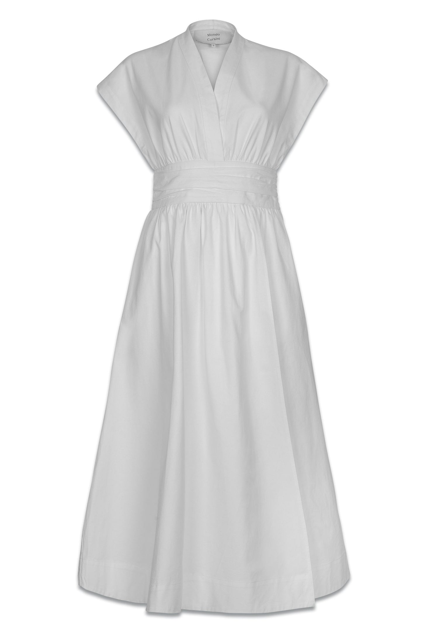 Georgia Dress With Gathered Waistband In White