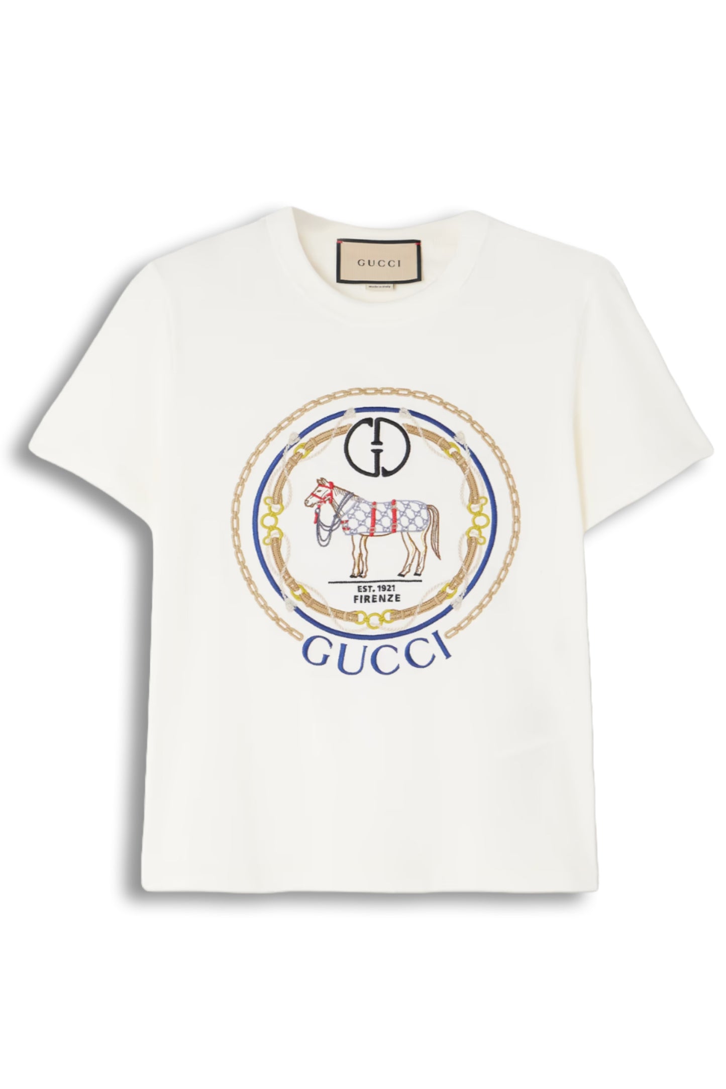 Embroidered cotton-jersey T-shirt