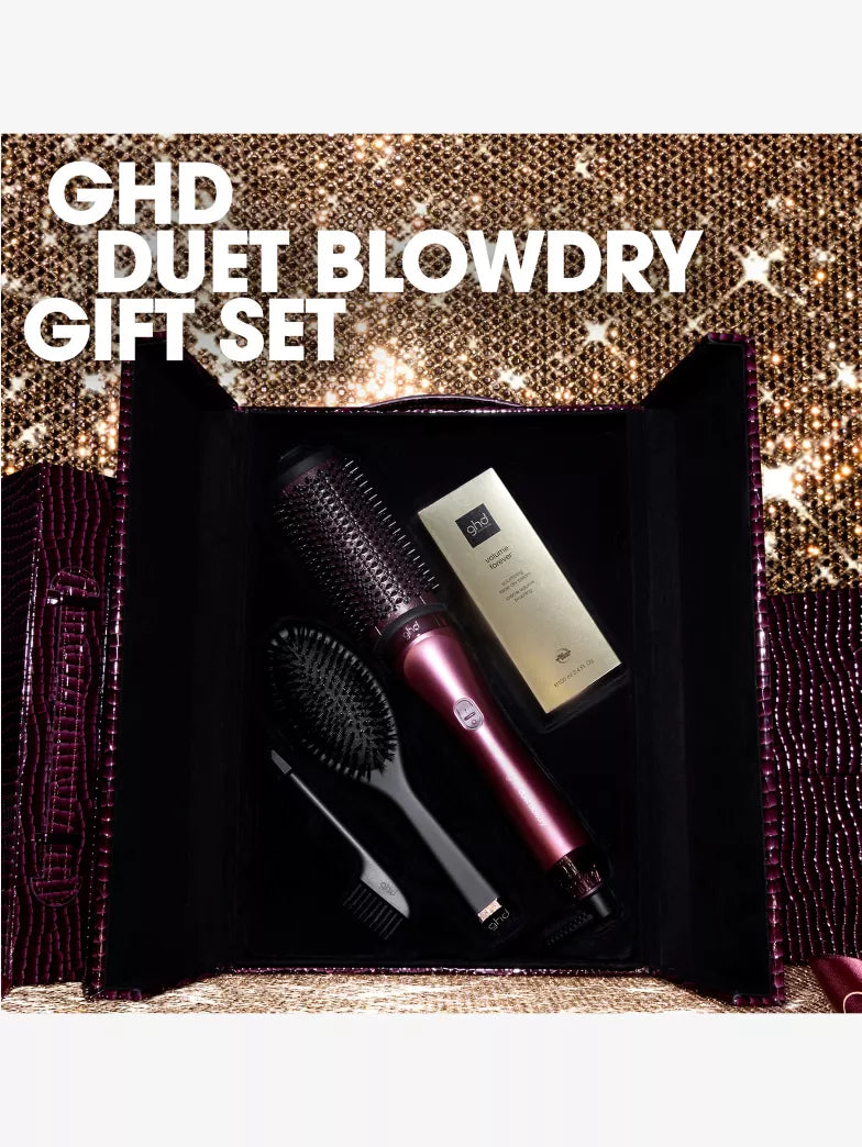 Duet Blowdry Hairdryer Brush Festive Gift Set In Cherry Chic