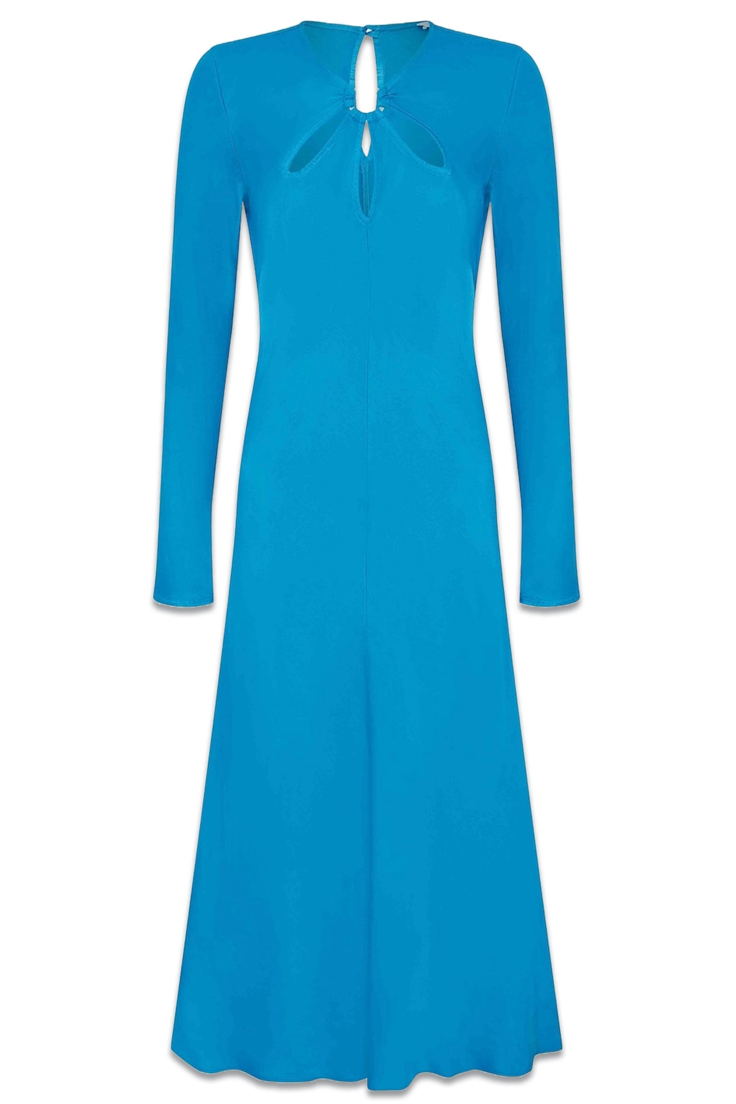 Rent - Blue Cut-out A-line Satin Midi Dress