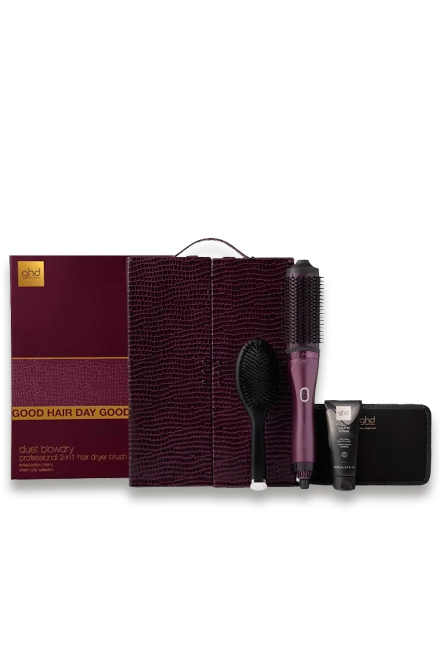 Duet Blowdry Hairdryer Brush Festive Gift Set In Cherry Chic