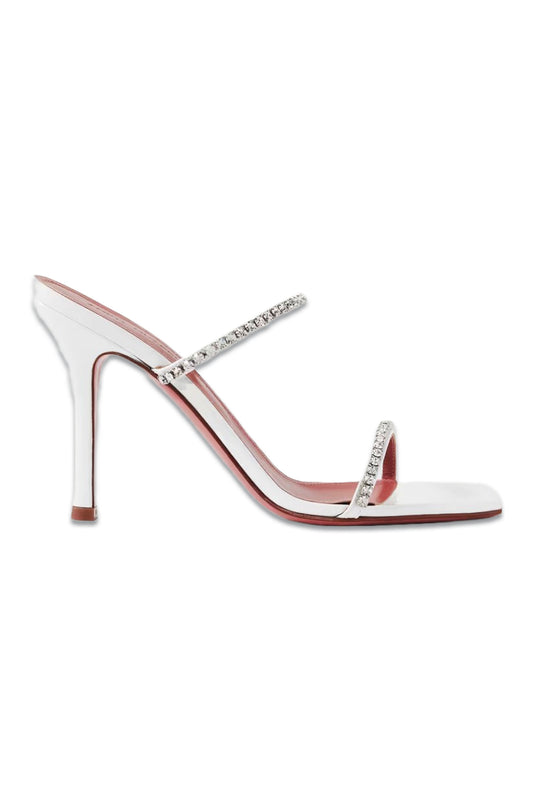 Gilda Crystal-Embellished Patent-Leather Mules