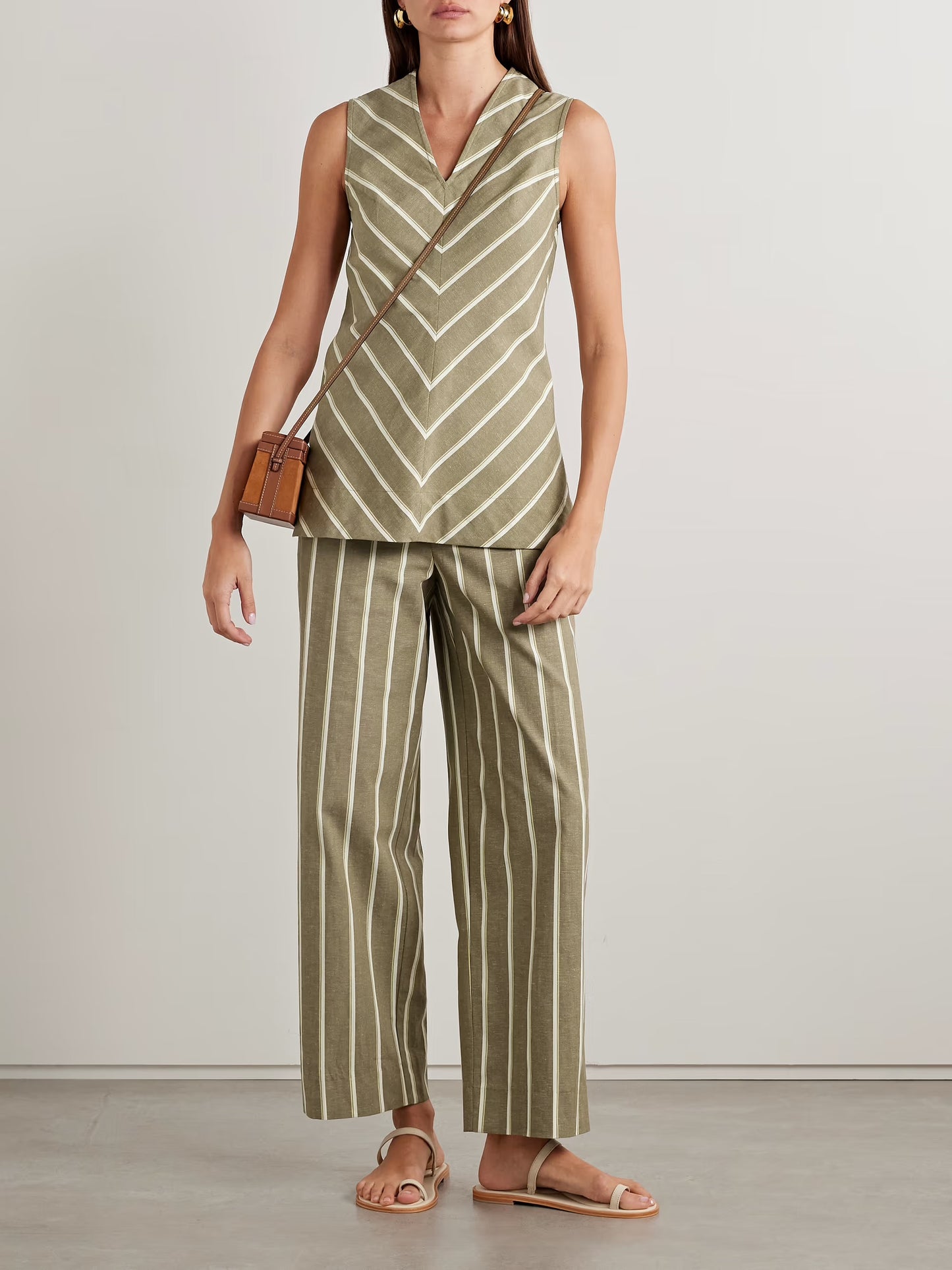 Marteret Striped Cotton and Linen-Blend Tank & Wide-Leg Pants
