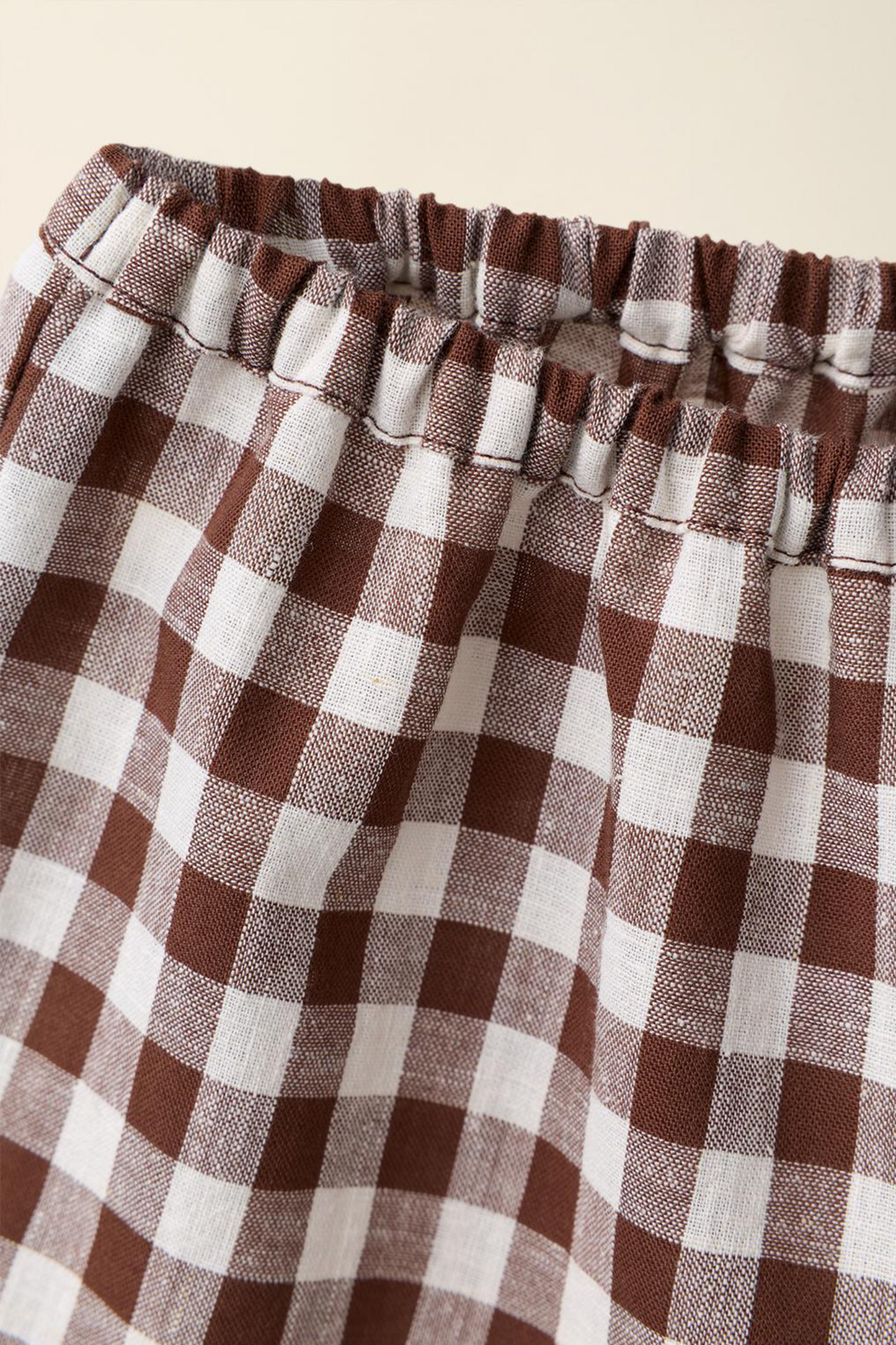 Cotton Linen Gingham Bermuda Shorts