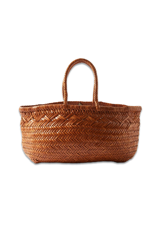 Triple Jump Large Woven-leather Basket Bag Tan
